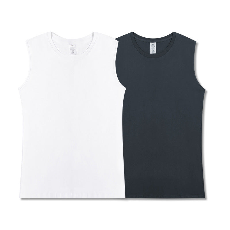 Two sets of pure cotton fitness sport sleeveless vest for men loose in summer with a white T-shirt vest base