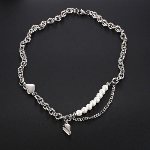 Stainless Steel Love Artificial Pearls Fashion Necklace