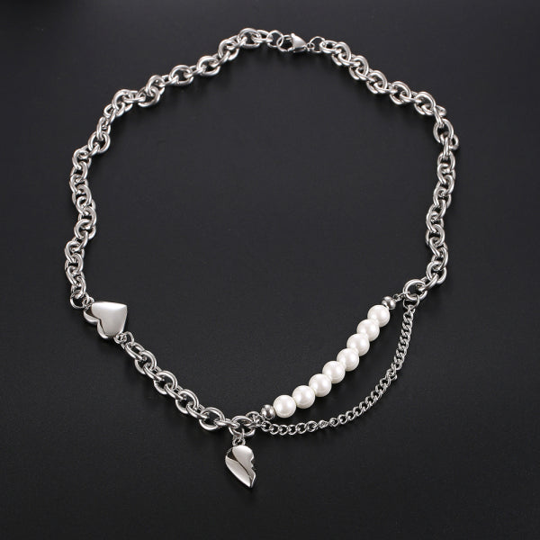 Stainless Steel Love Artificial Pearls Fashion Necklace