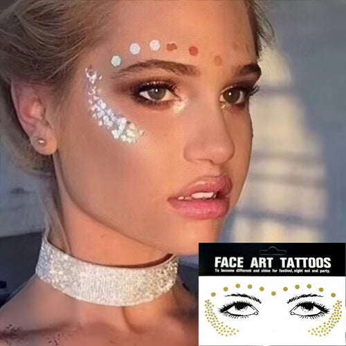 Gold tattoo face metal freckle face anti-flash little star show dance sticker