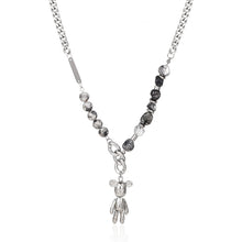 Load image into Gallery viewer, Stainless Steel Natural Stone Spliced Little Bear Trend Fashion Pendant Necklace