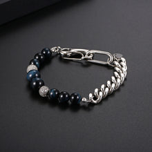 Load image into Gallery viewer, Stainless Steel European And American Personalized Trendy Tiger Eye Stone Splicing  Bracelet