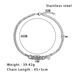 Stainless Steel Inlaid Diamond Pearls Necklace