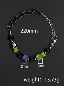 Stainless Steel Retro Three-dimensional Square Pearl Bracelet