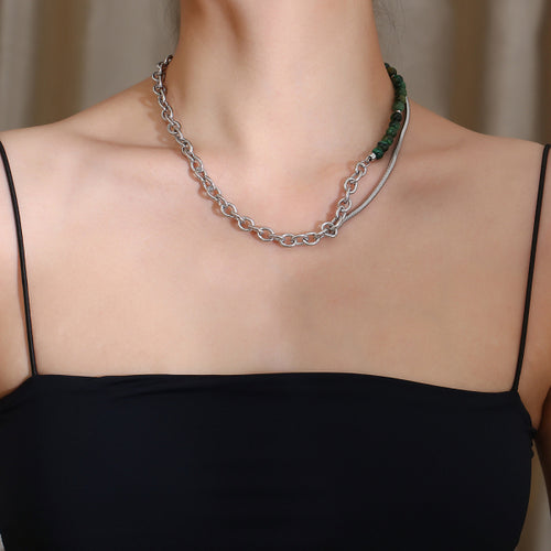 Stainless Steel Bead Splicing Minimalism Fashion Necklace