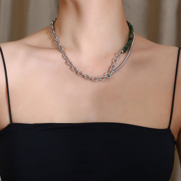 Stainless Steel Bead Splicing Minimalism Fashion Necklace