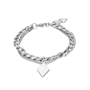 Stainless Steel Double Layer Geometric Rhomb Bracelet