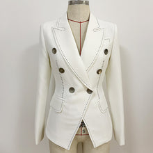 Load image into Gallery viewer, Top quality goods 2021 new women&#39;s suit beaded trim open line decoration double breasted wide slim leisure small suit