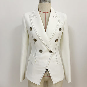 Top quality goods 2021 new women's suit beaded trim open line decoration double breasted wide slim leisure small suit