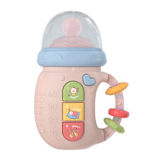 Load image into Gallery viewer, Baby toy rattle soothing can chew baby bottle mobile phone model multi-functional bilingual pronunciation with light early education machine