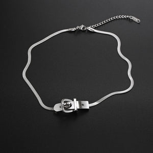 Stainless Steel Belt Buckle Minimalism Necklace