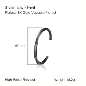 Stainless Steel European and American Vintage Twisted Spiral Never Give Up Open Fashion Bracelet