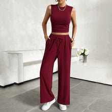 Load image into Gallery viewer, Di Yun women&#39;s spring and summer leisure round neck sleeveless shirt and trousers two-piece set