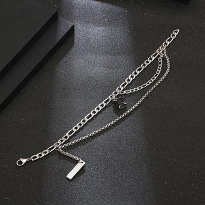 Stainless Steel Black Gem Multi Layered Minimalism Bracelet