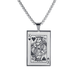 Creative Design Poker Heart K Stainless Steel Pendant Necklace