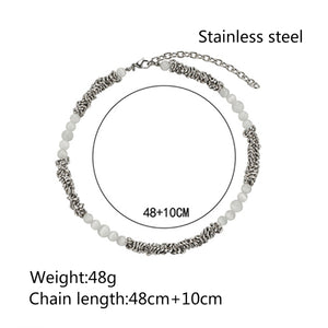 Stainless Steel Cat's Eye Stone Knot Trend Necklace