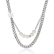 Load image into Gallery viewer, Stainless Steel Double Layered Letter Pearls Trend Necklace