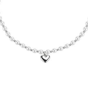 Stainless Steel Chain Splicing Pearls Love Minimalism Necklace