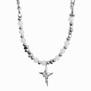 Stainless Steel Bead Splicing Irregular Cross Necklace