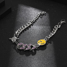 Load image into Gallery viewer, Stainless Steel Hip Hop Smiley Face Patchwork Cuban Diamond Planet Bracelet