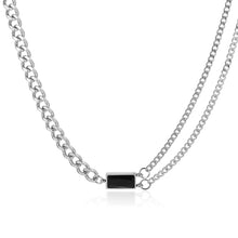 Load image into Gallery viewer, Stainless Steel Double Layer Splicing Square Diamond  Cuban Necklace