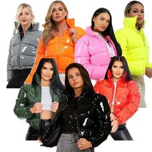 Load image into Gallery viewer, Autumn and winter cotton-padded jacket bright metal short women&#39;s cotton-padded jacket