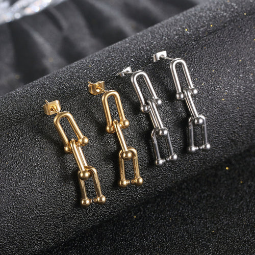 Stainless Steel Horseshoe Buckle U-shaped  Minimalist Drop Earring
