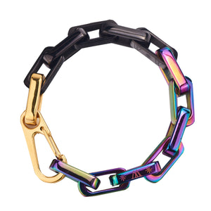 Stainless Steel European and American  Coarse Chain Quenched Color Bracelet