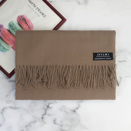 Bright red scarf with thick imitation cashmere scarf Solid color women's Winter monochrome cashmere scarf Women's South Korea 2022