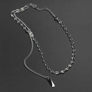 Stainless Steel Pig Nose Chain Tassel Square Trend Pendant Necklace