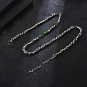 Stainless Steel Green Shell Bamboo Joint Splicing Pearl Chain Necklace