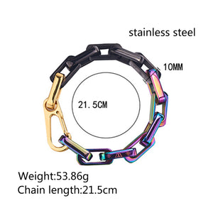 Stainless Steel European and American  Coarse Chain Quenched Color Bracelet