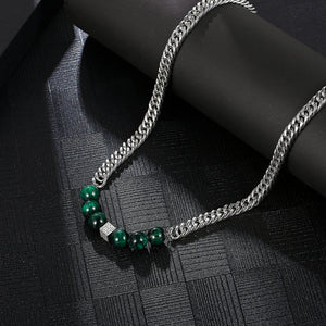 Stainless Steel Green Bead Splicing Minimalism Fashion Necklace