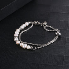 Load image into Gallery viewer, Stainless Steel Irregular Natural Pearl Double Layer Delicate Bracelet