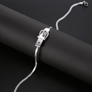Stainless Steel Belt Buckle Minimalism Necklace