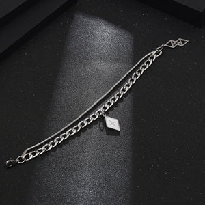 Stainless Steel Double Layer Geometric Rhomb Bracelet