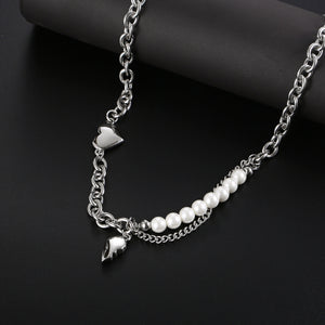 Stainless Steel Love Artificial Pearls Fashion Necklace
