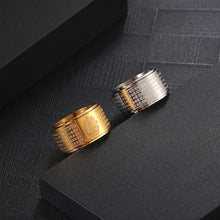 Load image into Gallery viewer, Stainless Steel Buddhist Heart Sutra Rotating Fashion Ring