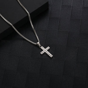 Stainless Steel Diamond Cross Hip Hop Pendant Necklace