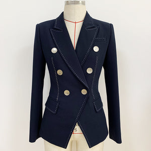 Top quality goods 2021 new women's suit beaded trim open line decoration double breasted wide slim leisure small suit