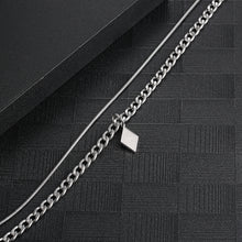 Load image into Gallery viewer, Stainless Steel Double Layered Geometry Rhomb Cross Trend Necklace