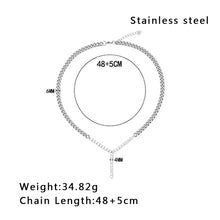 Load image into Gallery viewer, Stainless Steel Cuban Chain Splicing Zircon Full Diamond Y-shaped Necklace