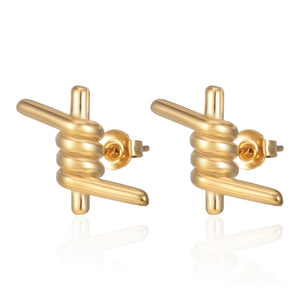 Stainless Steel Europe And America Tie A Knot Fashion Stud Earring