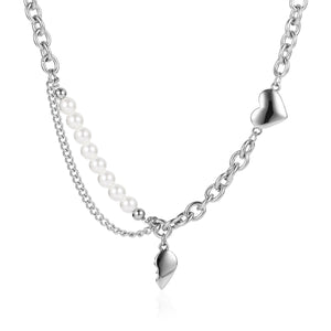 Stainless Steel Love Artificial Pearls Fashion Necklace