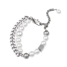 Load image into Gallery viewer, Stainless Steel Double Layered Cuban Pearl Bracelet