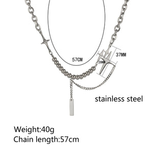 Stainless Steel Bead Cross Splicing Trend Necklace