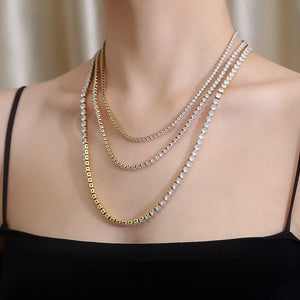 Stainless Steel European And American  Full Diamond Necklace