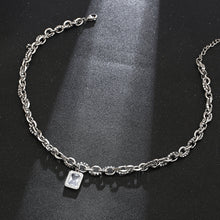 Load image into Gallery viewer, Stainless Steel  Square Artificial Gemstone Trend Fashion Pendant Necklace