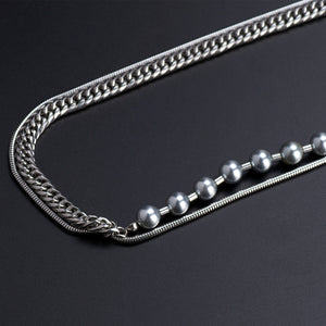 Stainless Steel Butterfly Pearls Splicing Necklace