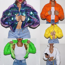 Load image into Gallery viewer, Autumn and winter cotton-padded jacket bright metal short women&#39;s cotton-padded jacket